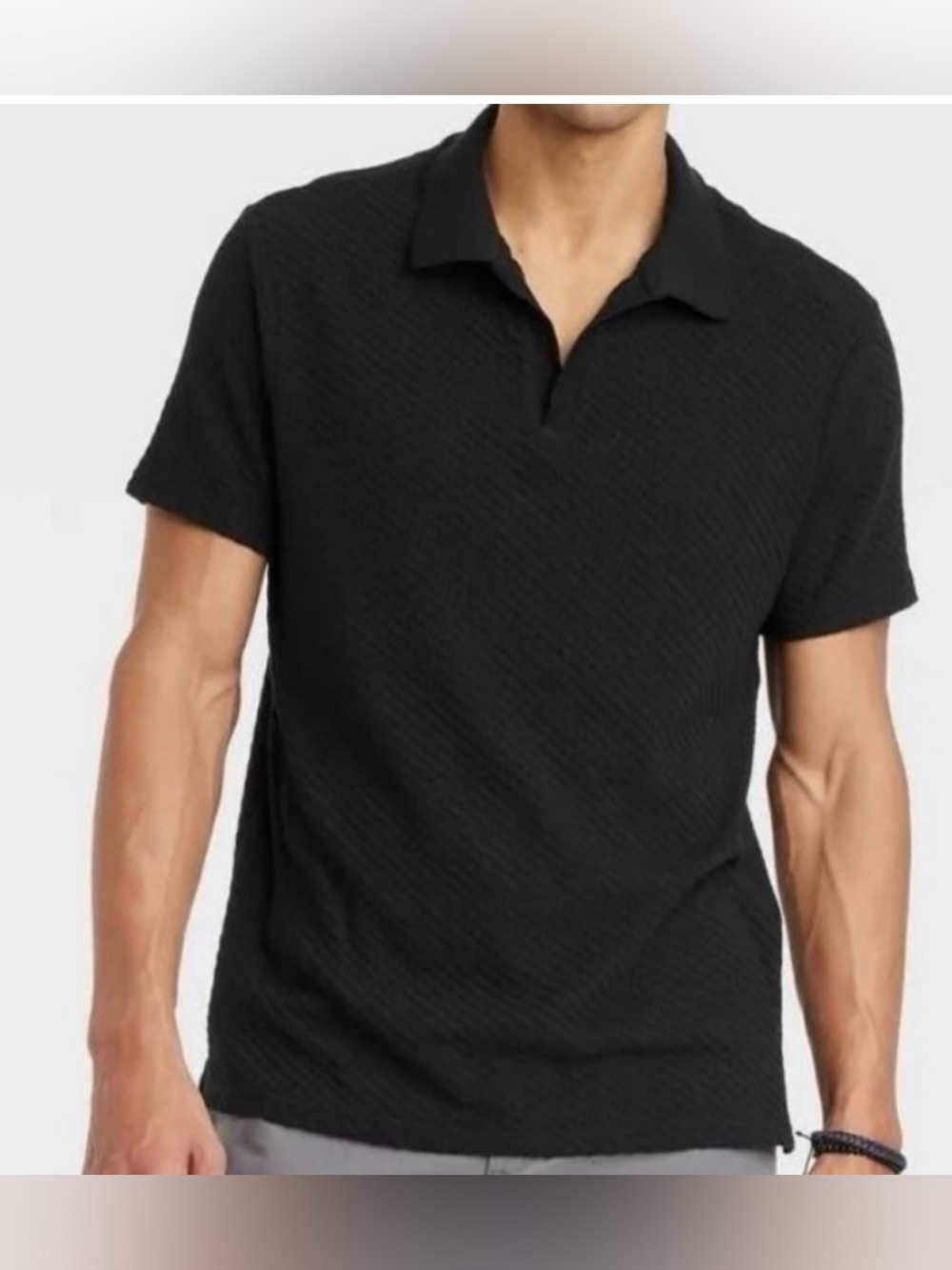 Goodfellow & Co Black Short-Sleeve Polo